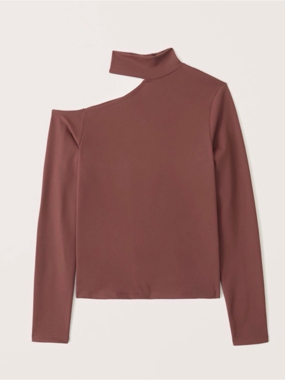 Abercrombie & Fitch Asymmetrical Cutout Long Sleeve Top in Mauve